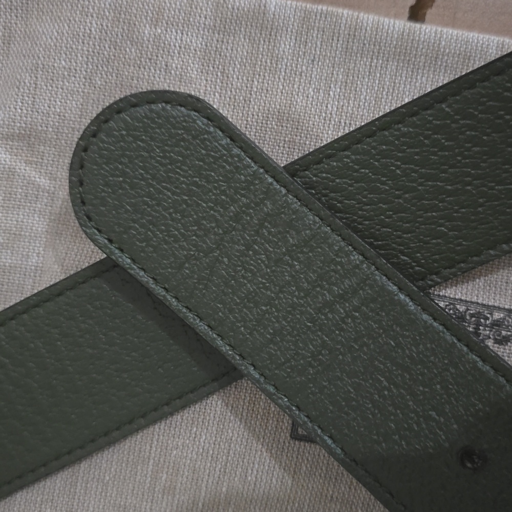 Gucci Reversible Belt Monogram And Solid Green - Picture 9 of 9